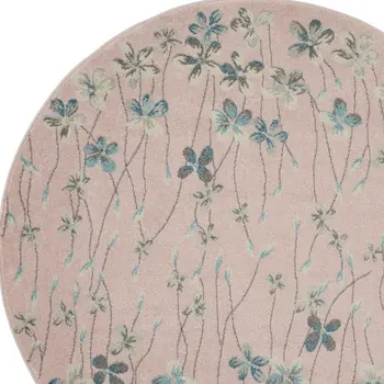 9' X 12' Beige And Gray Floral Area Rug
