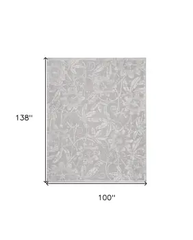8' X 12' Ivory and Gray Floral Distressed Non Skid Area Rug