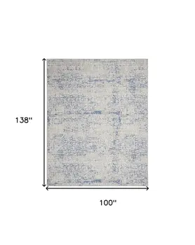 8' X 12' Ivory Blue and Gray Abstract Distressed Non Skid Area Rug