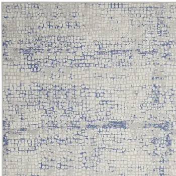 8' X 12' Ivory Blue and Gray Abstract Distressed Non Skid Area Rug