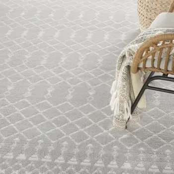 8' X 12' Gray and Ivory Moroccan Distressed Non Skid Area Rug