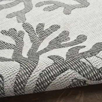 9' X 12' Gray Black And Ivory Nautical Indoor Outdoor Area Rug