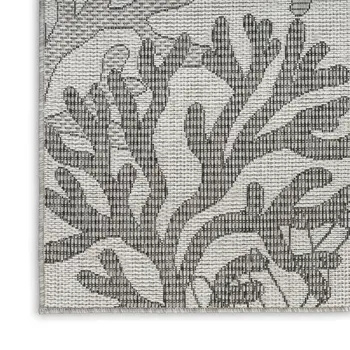 9' X 12' Gray Black And Ivory Nautical Indoor Outdoor Area Rug