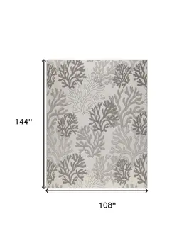 9' X 12' Gray Black And Ivory Nautical Indoor Outdoor Area Rug