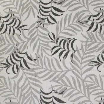 9' X 12' Gray Black And Ivory Palm Leaf Indoor Outdoor Area Rug