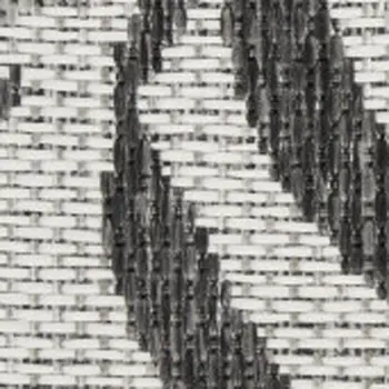 9' X 12' Gray Black And Ivory Palm Leaf Indoor Outdoor Area Rug