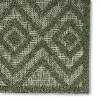 9' X 12' Dark Green And Light Green Geometric Indoor Outdoor Area Rug