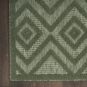 9' X 12' Dark Green And Light Green Geometric Indoor Outdoor Area Rug