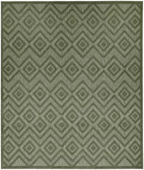 9' X 12' Dark Green And Light Green Geometric Indoor Outdoor Area Rug