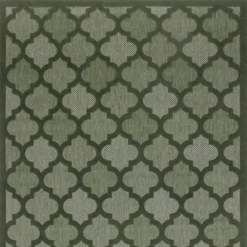 9' X 12' Dark Green And Light Green Trellis Indoor Outdoor Area Rug