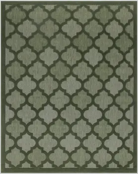 9' X 12' Dark Green And Light Green Trellis Indoor Outdoor Area Rug