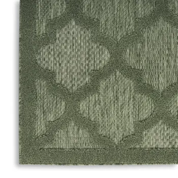 9' X 12' Dark Green And Light Green Trellis Indoor Outdoor Area Rug