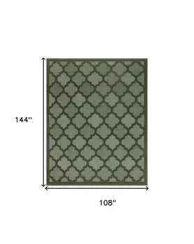 9' X 12' Dark Green And Light Green Trellis Indoor Outdoor Area Rug