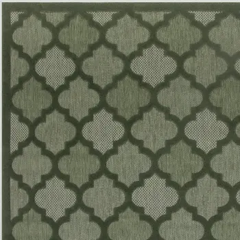 9' X 12' Dark Green And Light Green Trellis Indoor Outdoor Area Rug