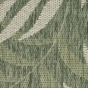 9' X 12' Ivory And Green Palm Leaf Indoor Outdoor Area Rug