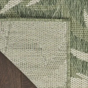 9' X 12' Ivory And Green Palm Leaf Indoor Outdoor Area Rug