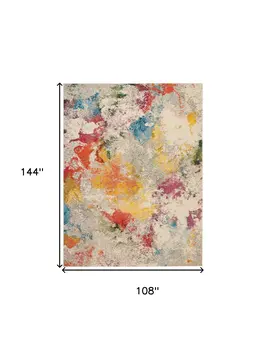 9' X 12' Ivory Abstract Power Loom Area Rug