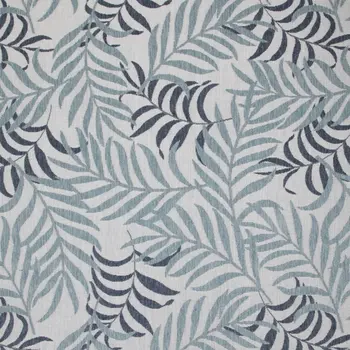 9' X 12' Ivory Sky Blue And Blue Palm Leaf Indoor Outdoor Area Rug