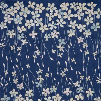 9' X 12' Navy Blue and Ivory Floral Area Rug