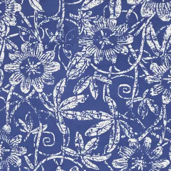8' X 12' Ivory and Navy Blue Floral Distressed Non Skid Area Rug