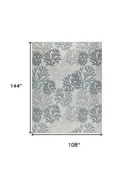 9' X 12' Blue And Ivory Nautical Indoor Outdoor Area Rug