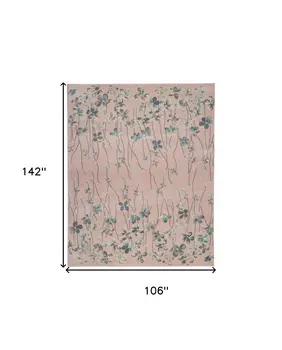 9' X 12' Pink Gray and Blue Floral Area Rug