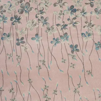 9' X 12' Pink Gray and Blue Floral Area Rug