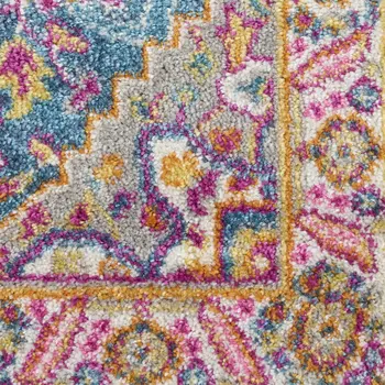 9' X 12' Gray And Pink Floral Area Rug