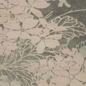9' X 12' Gray And Pink Floral Area Rug