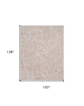 8' X 12' Pink and Ivory Floral Distressed Non Skid Area Rug