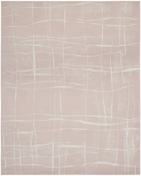 8' X 12' Pink and Ivory Abstract Distressed Non Skid Area Rug
