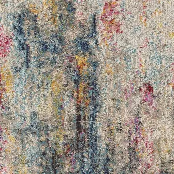 9' X 12' Ivory Gray And Red Floral Distressed Non Skid Area Rug