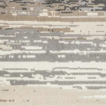 9' X 12' Ivory Charcoal and Taupe Abstract Distressed Non Skid Area Rug
