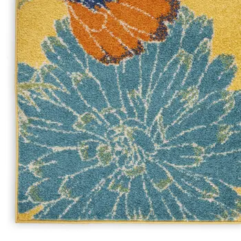 9' X 12' Yellow Floral Power Loom Area Rug