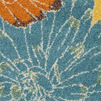 9' X 12' Yellow Floral Power Loom Area Rug