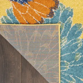 9' X 12' Yellow Floral Power Loom Area Rug