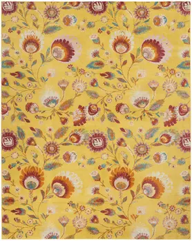 9' X 12' Yellow and Red Floral Power Loom Area Rug