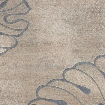 9' X 13' Beige and Gray Botanical Leaves Non Skid Area Rug