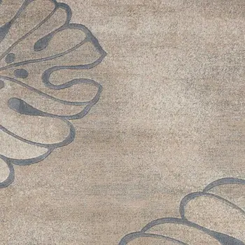9' X 13' Beige and Gray Botanical Leaves Non Skid Area Rug