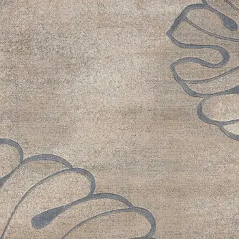 9' X 13' Beige and Gray Botanical Leaves Non Skid Area Rug
