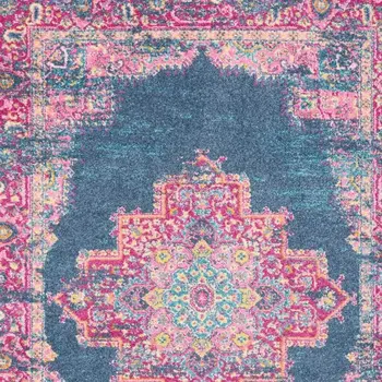 9' X 13' Ivory and Teal Blue Abstract Non Skid Area Rug