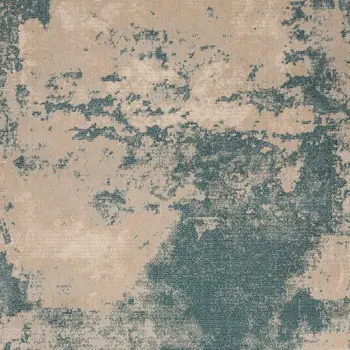 9' X 13' Ivory and Teal Blue Abstract Non Skid Area Rug
