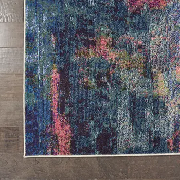 10' X 14' Blue and Yellow Abstract Power Loom Area Rug