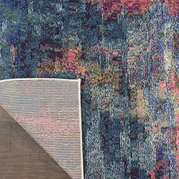10' X 14' Blue and Yellow Abstract Power Loom Area Rug