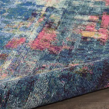 10' X 14' Blue and Yellow Abstract Power Loom Area Rug