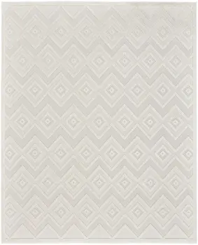 10' X 14' Ivory And White Geometric Indoor Outdoor Area Rug