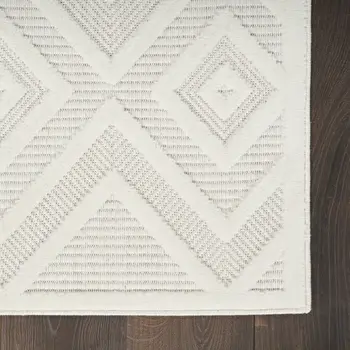 12' X 15' Ivory And White Geometric Indoor Outdoor Area Rug