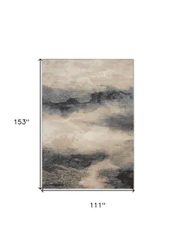 9' X 13' Gray Black and Beige Abstract Non Skid Area Rug