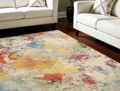 10' X 14' Ivory Abstract Power Loom Area Rug