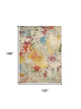 10' X 14' Ivory Abstract Power Loom Area Rug